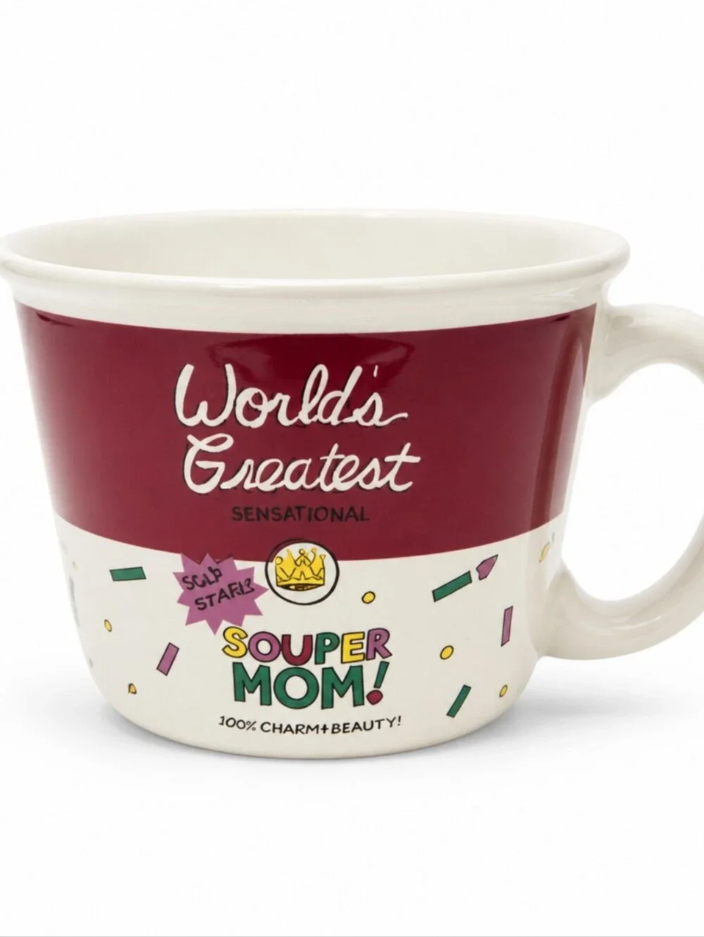 Worlds Greatest Souper Mom! Ceramic Mug - White and Deep Magenta. #234